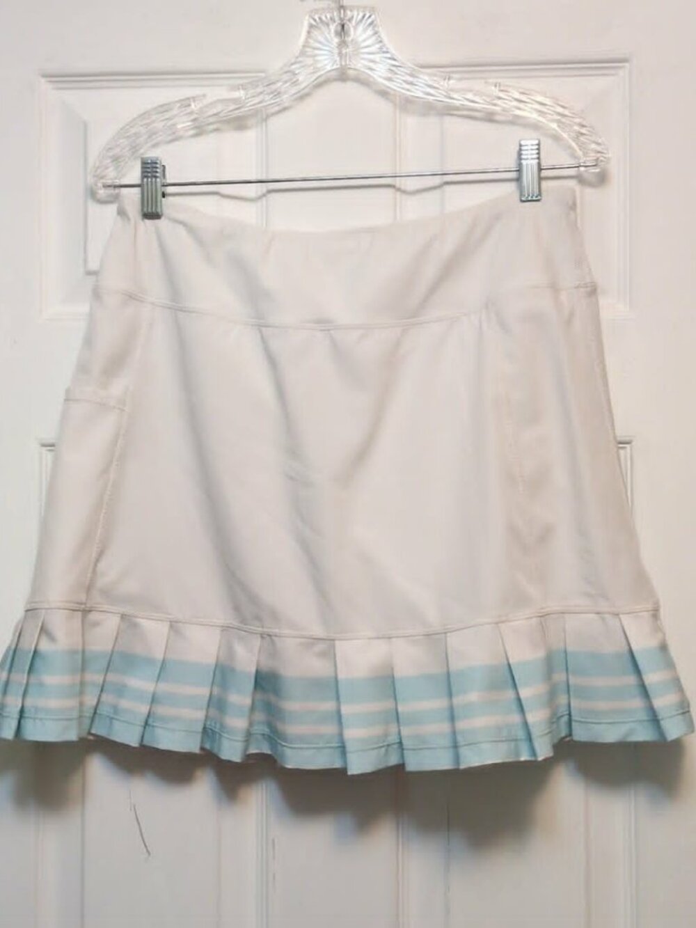AB Size Large Skorts White Blue Stripe Athletic Flounce Pickleball Tennis Golf
